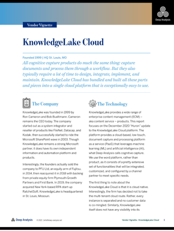 Deep Analysis Vendor Vignette KnowledgeLake